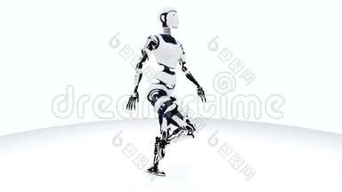 机器人Android女人走路。 科幻时尚机器人女孩。 可爱的机器人女人。 <strong>CG动画</strong>。